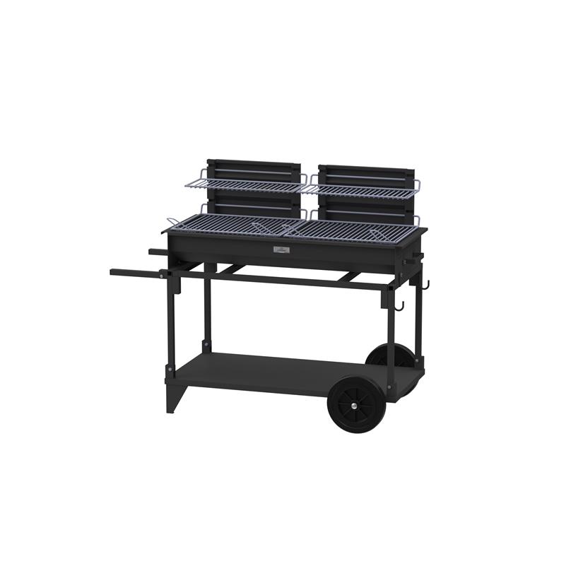 BARBECUE XL DOUBLE FOYERS AVEC CHARIOT