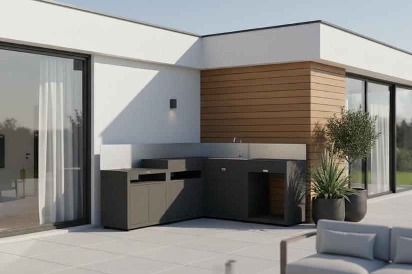 Cuisine D'Angle 5 Elements Avec Credences - Noir