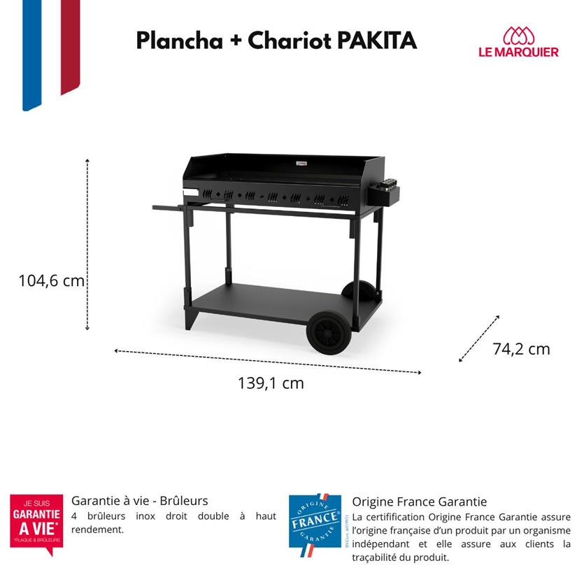 Plancha Exception Pakita 4105 + Chariot Noir