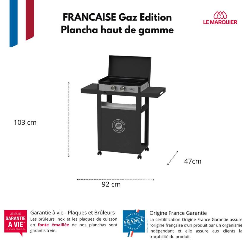 La Plancha Francaise Gaz 250 Duo Edition (Chariot Et Couvercle Inclus)