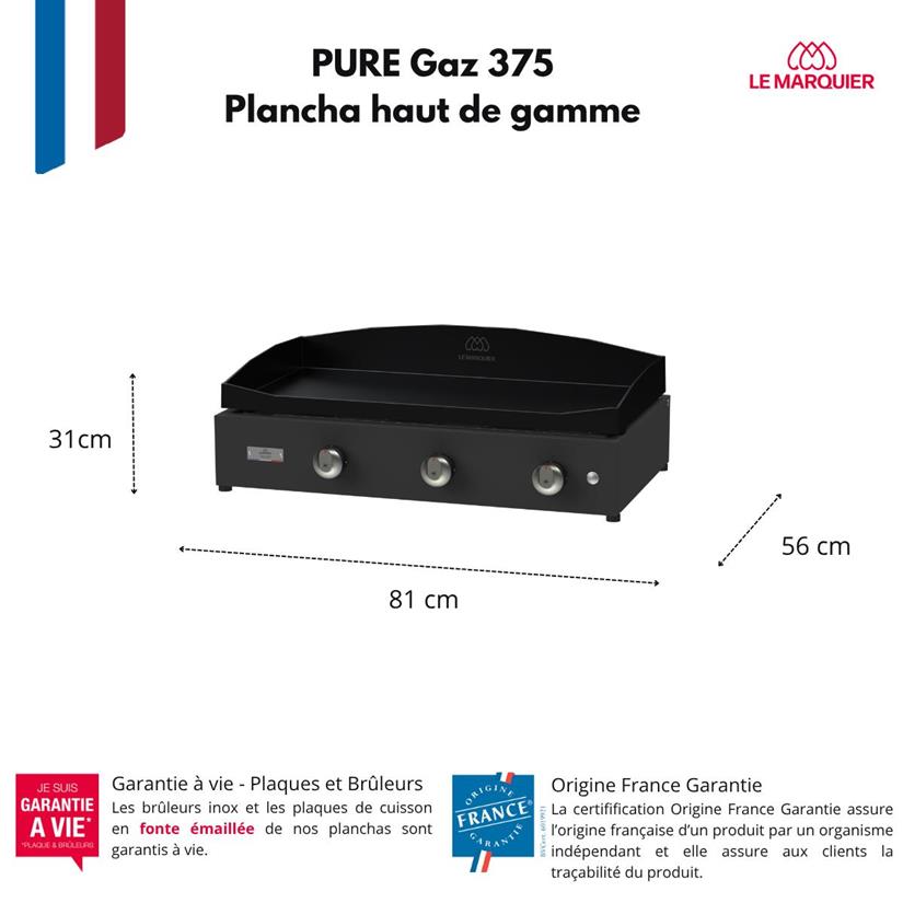 Plancha Pure Gas 375 Black - French Griddle